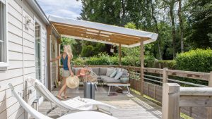 Outdoor deck with two chairs